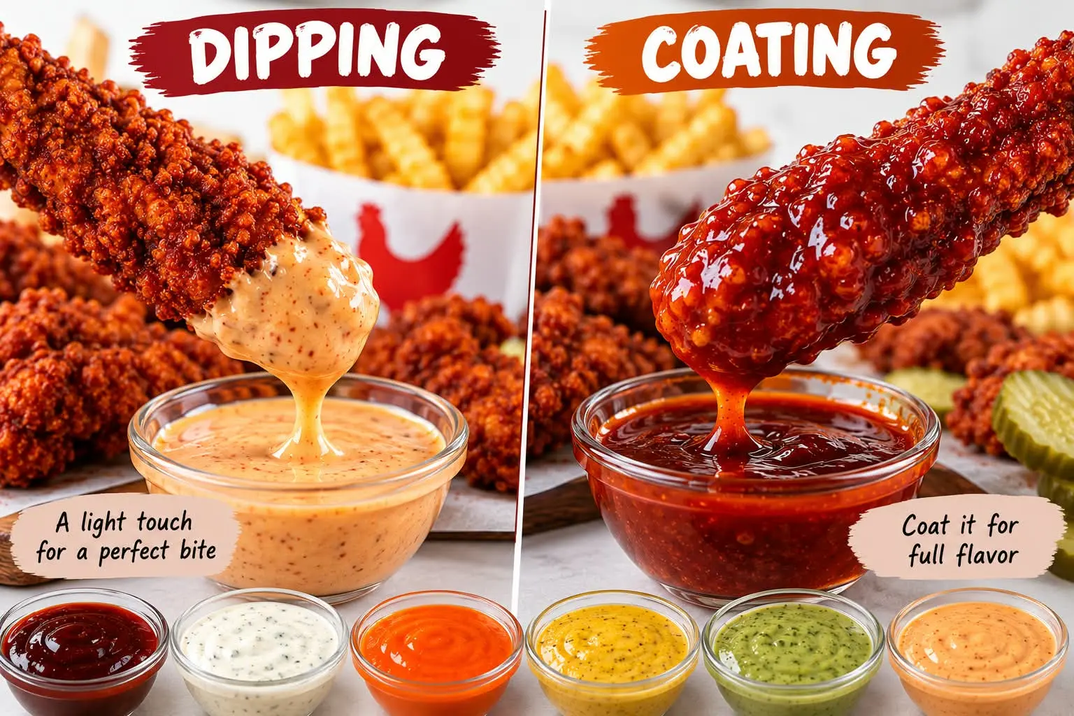 dipping sauce versus coating on Dave's Hot Chicken tenders