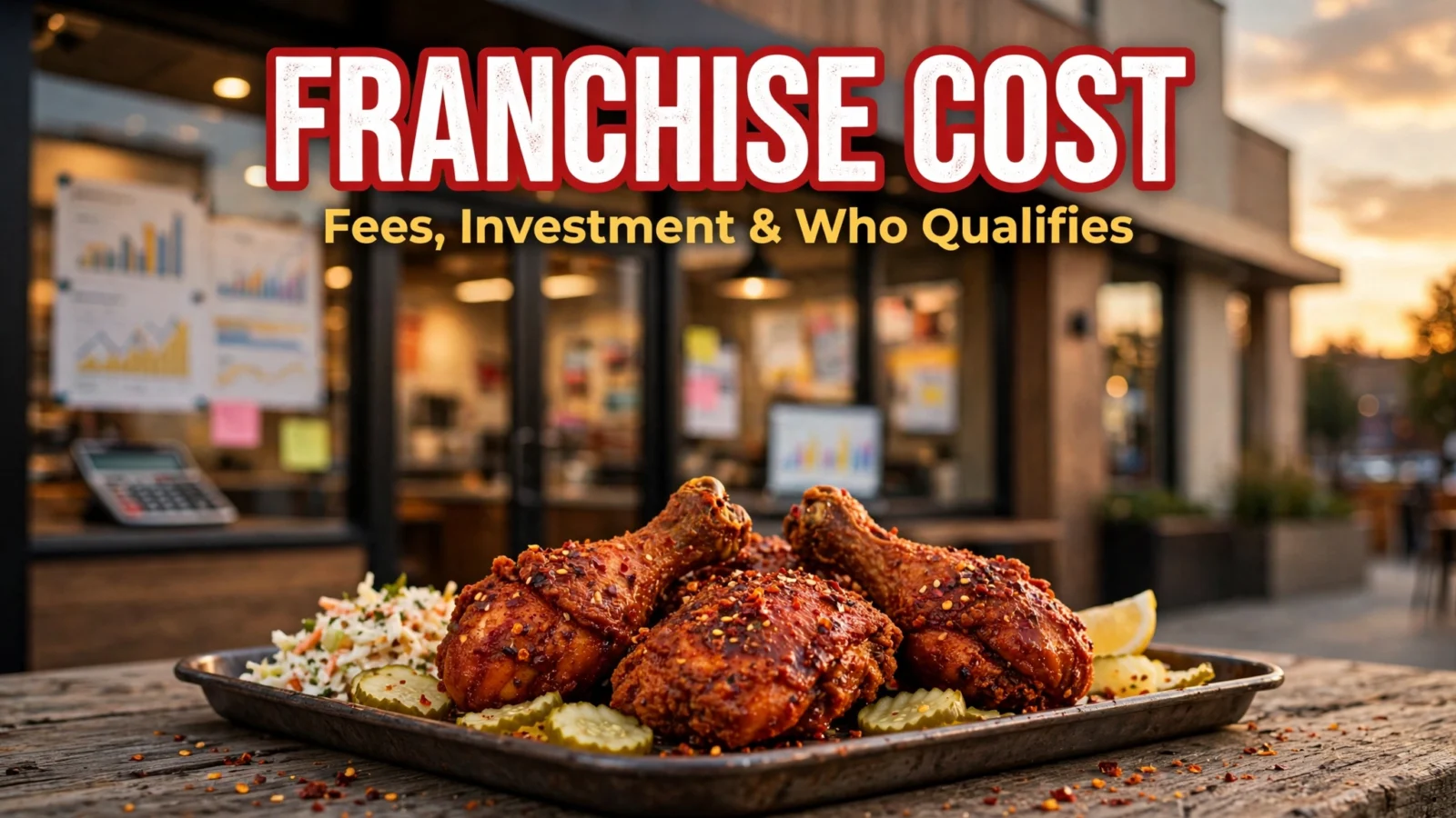 daves hot chicken franchise cost featured Dave's Hot Chicken franchise cost — restaurant storefront with a hot chicken tray, fees and investment